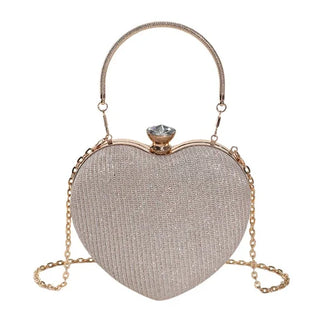 Glossy Heart-Shaped Metal Purse