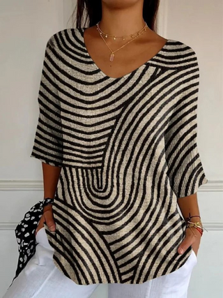 Women's Retro Geometric Art Round Line Print Casual