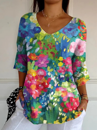 Women's Vintage Lovely Floral Art Print Casual